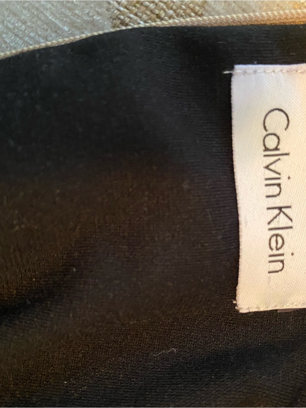 Calvin Klein Size 8 Colorblock Sheath Dress Black Camel Mock Neck NWT - Picture 11 of 13